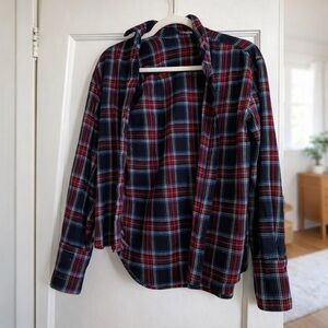 Reformation Plaid Button Down Shirt - Red, Blue, White
